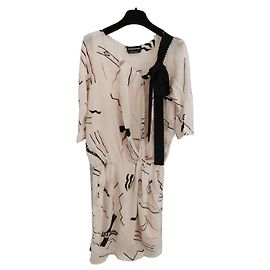 Sonia Rykiel Printed Silk Summer Dress Black Pink Beige