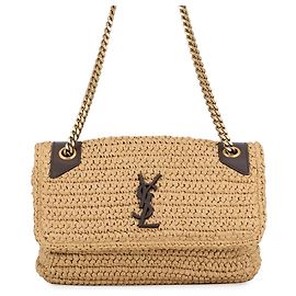 Borsa a tracolla con catena Yves Saint Laurent Marrone