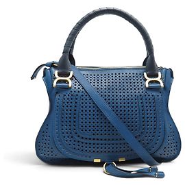 Chloé NEW CHLOE MARCIE MM HANDBAG IN BLUE PERFORATED LEATHER SHOULDER BAG Blue