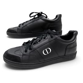 Autre Marque NEUF CHAUSSURES CHRISTIAN DIOR D-BEE 38.5 BASKETS EN CUIR NOIR NEW SNEAKERS Noir