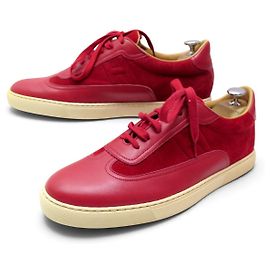 Hermès NEUF BASKETS HERMES QUICKER ROUGE CUIR DAIM 42 SNEAKERS SHOES Rouge