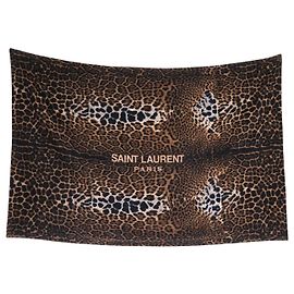Autre Marque NUEVA TOALLA DE PLAYA SAINT LAURENT LEOPARDO 599947 BEACH TOWEL Castaño