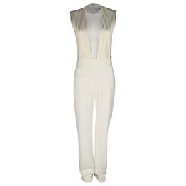Autre Marque Galvan Bridal Soho Flared Jumpsuit in White Triacetate White