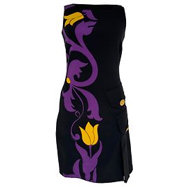 Mini-robe Versace à imprimé tulipe en soie noire Noir