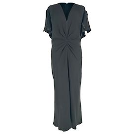 Victoria Beckham gerafftes Midikleid aus schwarzer Viskose Schwarz