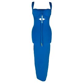Autre Marque Robe midi Kali Cutout Galvan London en viscose bleue Bleu