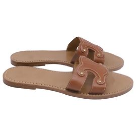 Céline Sandali Marina Celine in pelle di vitello marrone Marrone Rosso