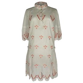 Vestido curto bordado Temperley London em algodão branco Branco