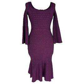 Robe mini trompette texturée Herve Leger en rayonne Violet Violet