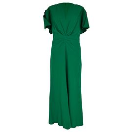 Victoria Beckham Midi-Kleid mit Raffung aus grüner Wolle Grün