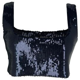 Autre Marque Crop Top Beating Heart Galvan London en polyamide bleu marine Bleu Bleu Marine