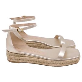 Sandales plates espadrilles Stuart Weitzman Nudistcurve en cuir doré métallisé Doré Métallisé