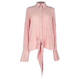 Victoria Victoria Beckham Knopfbluse aus rosa Seide mit Bindevorderseite Pink