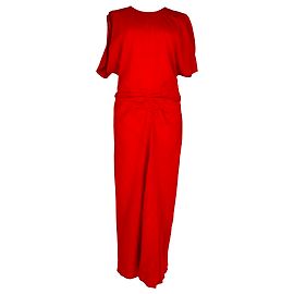 Victoria Beckham Midi-Kleid gerafft aus roter Viskose Rot