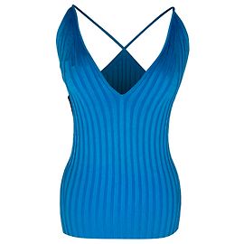 Autre Marque Top de alças em malha canelada Rhea da Galvan London em viscose azul Azul