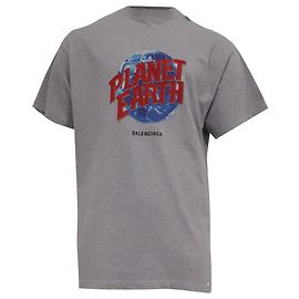 T-shirt Balenciaga Planet Earth Distressed en coton gris Gris