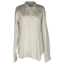 Shanghai Tang Button-Down Shirt in White Cotton White