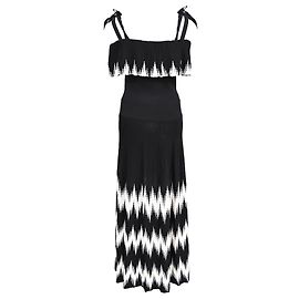 Sandro Paris Midi-Kleid im Boho-Stil aus schwarzer Viskose Schwarz