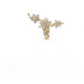 Autre Marque Brinco único Au750 Flor e Diamante Dourado