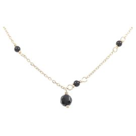 Autre Marque Collana in Onice e Oro Rosa K10 Rosa