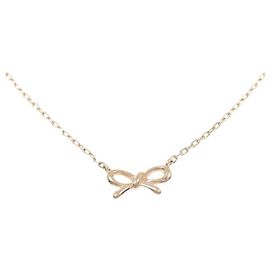 Autre Marque ete K10 Pink Gold Ribbon Necklace Pink