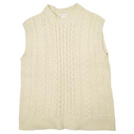 Autre Marque URBAN RESEARCH DOORS Chaleco de lana Shetland con patrón Aran Blanco Blanco roto