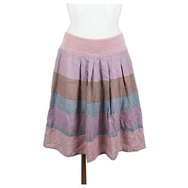 Jupe rayée en coton Weekend Max Mara Marron Rose Gris Violet