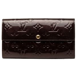 Louis Vuitton Monogram Vernis Portefeuille Sarah Long Wallet Dark red Purple