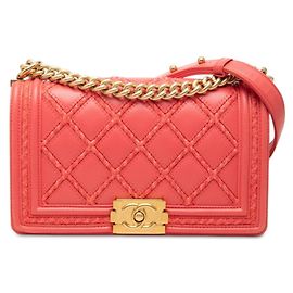 Chanel Coco Mark Boy 25 Chain Shoulder Bag Pink