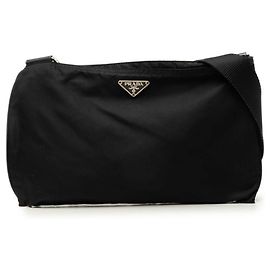 Borsa a tracolla Prada con placca logo triangolare Nero