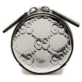 Gucci GG-Muster Metallic Handtaschen-Pouch Silber