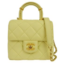 Chanel Crush Top Handle Flap Quilted Lambskin Mini Jaune