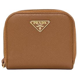 Portamonete Prada in pelle Saffiano Marrone