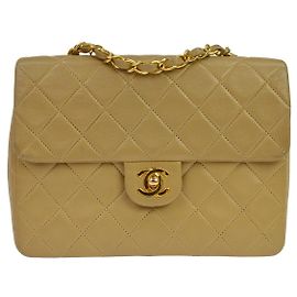 Chanel Retro Classic Square Flap Quilted Goatskin Mini Bege
