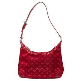 Louis Vuitton Monogram Satin Little Boulogne Handbag Red Monogram