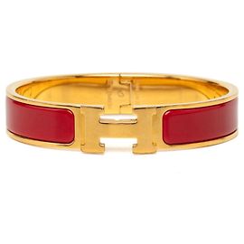 Hermès Pulseira Charm Hermes Click H PM Esmalte Vermelho Vermelho