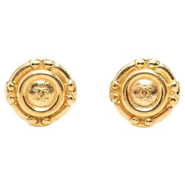 Chanel Coco Mark Vintage Runde Ohrringe Golden