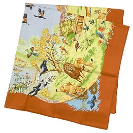 Hermès Hermes Carre 90 Africa Seidentuch Braun Hellblau
