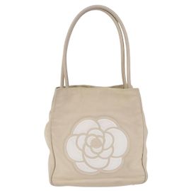 Chanel Camellia Lambskin Medium Beige
