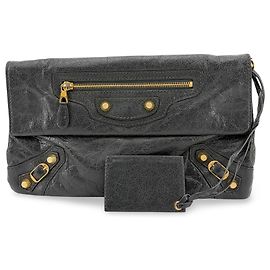 Balenciaga Giant Studs Envelope Clutch Leather Black