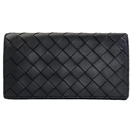 Bottega Veneta Intrecciato Leather Long Wallet Black