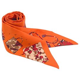 Lenço de seda Hermès Twilly em Orange Laranja