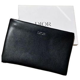 Christian Dior Black Leather Clutch Bag Black