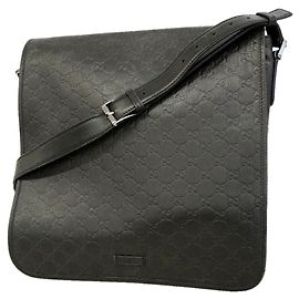 Borsa a tracolla in pelle nera da uomo Gucci Nero