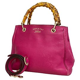 Gucci Bamboo Handtasche aus Leder Lila Lila