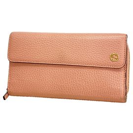 Carteira Longa em Couro Rosa Gucci Rosa