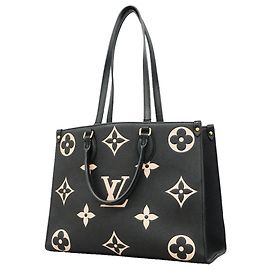 Saco Tote Louis Vuitton Monogram Empreinte Bicolor OnTheGo MM Preto Bege