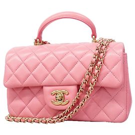 Bolsa de Ombro com Corrente Chanel Matelassé Rosa
