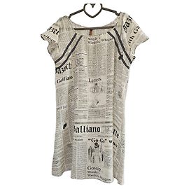 Robe John Galliano imprimée journal Noir Blanc