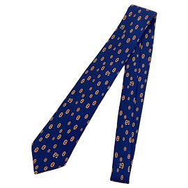 Hermès Gravata de seda Hermes Maillon Panda para homens Azul